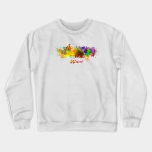 Miami skyline in watercolor Crewneck Sweatshirt